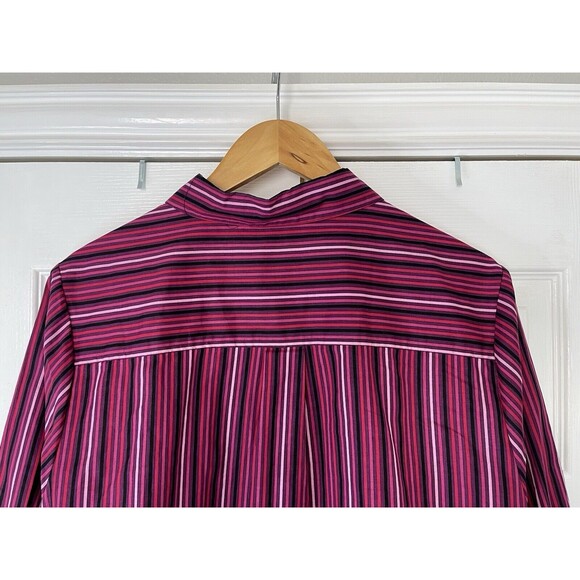 Roaman's Womens Plus Size Kate Tunic Big Shirt Purple Stripe 16 W Button-up 3/4 - Picture 7 of 11